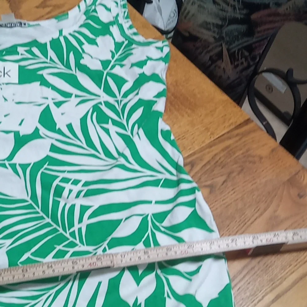 CALVIN KLEIN Womens Dress Maxi LARGE WHITE GREEN Resort Vacation Casual Preowned - Picture 5 of 11